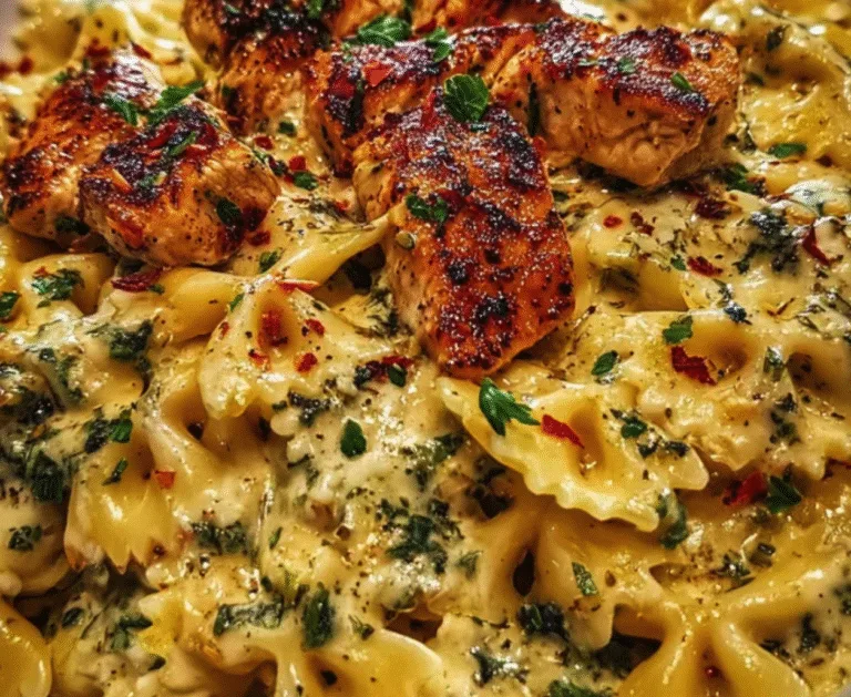 Mozzarella Garlic Butter Chicken Bowties in Cheesy Cream