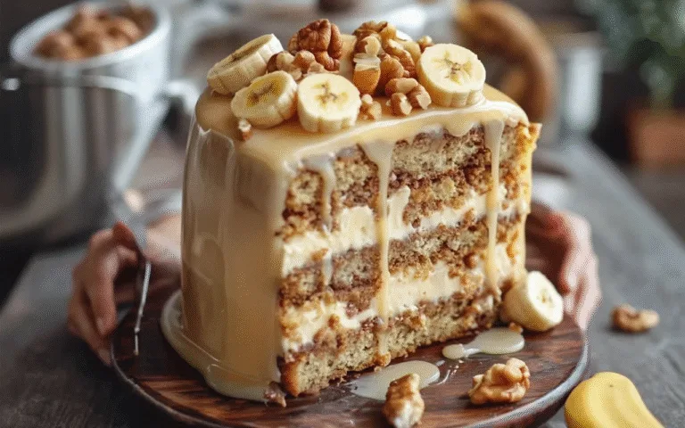 Heavenly Banana Walnut Cream Cake