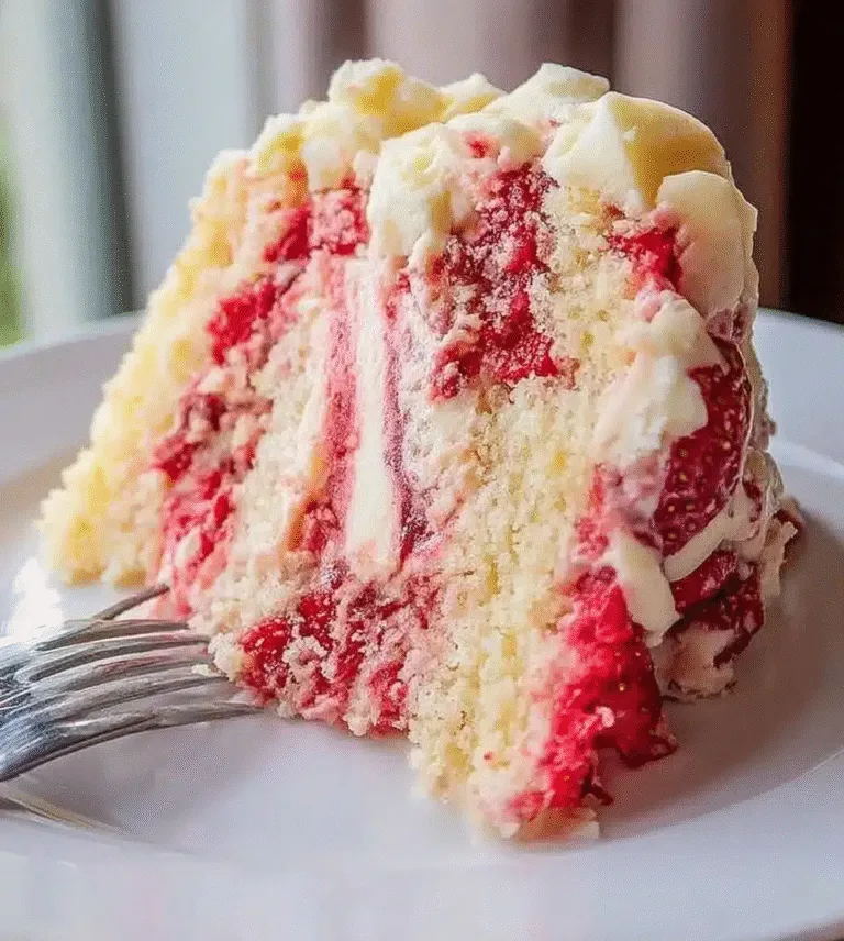 Strawberry Earthquake Cake with Cream Cheese Swirl