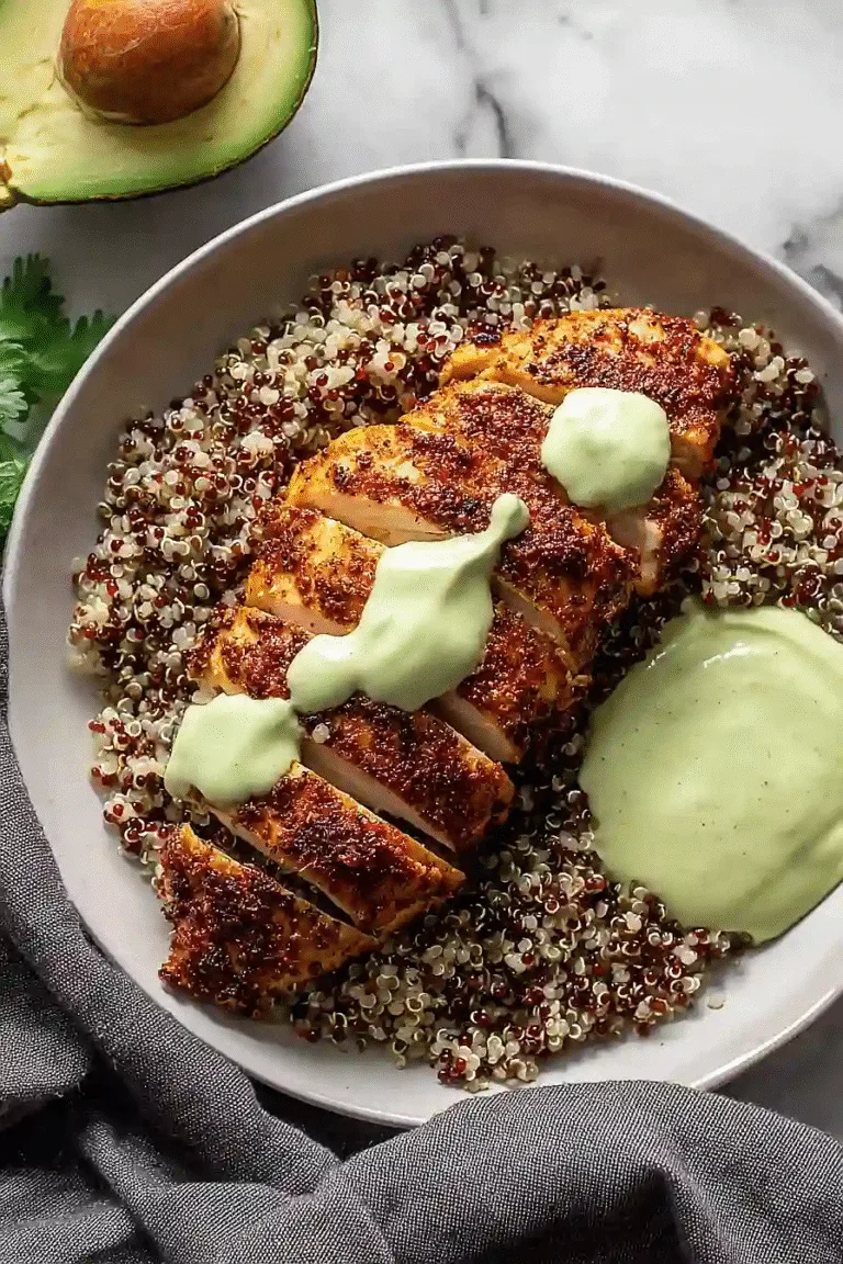 Simple Blackened Chicken with Avocado Cream Sauce