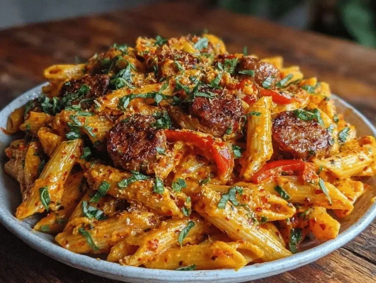 Creamy Cajun Penne with Andouille