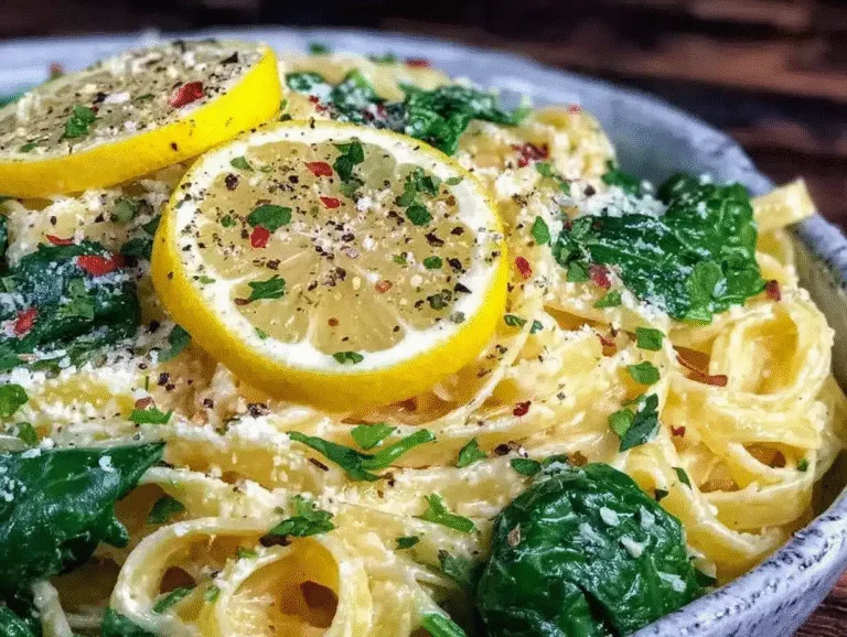 Lemon Garlic Butter Pasta with Spinach