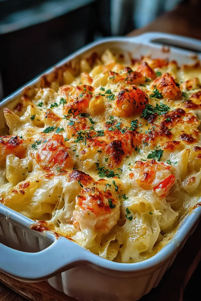 Creamy Shrimp and Crab Alfredo Pasta Bake