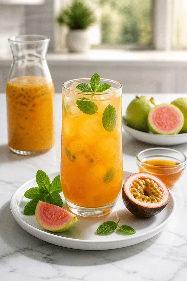 Refreshing Iced Guava and Passionfruit Tea