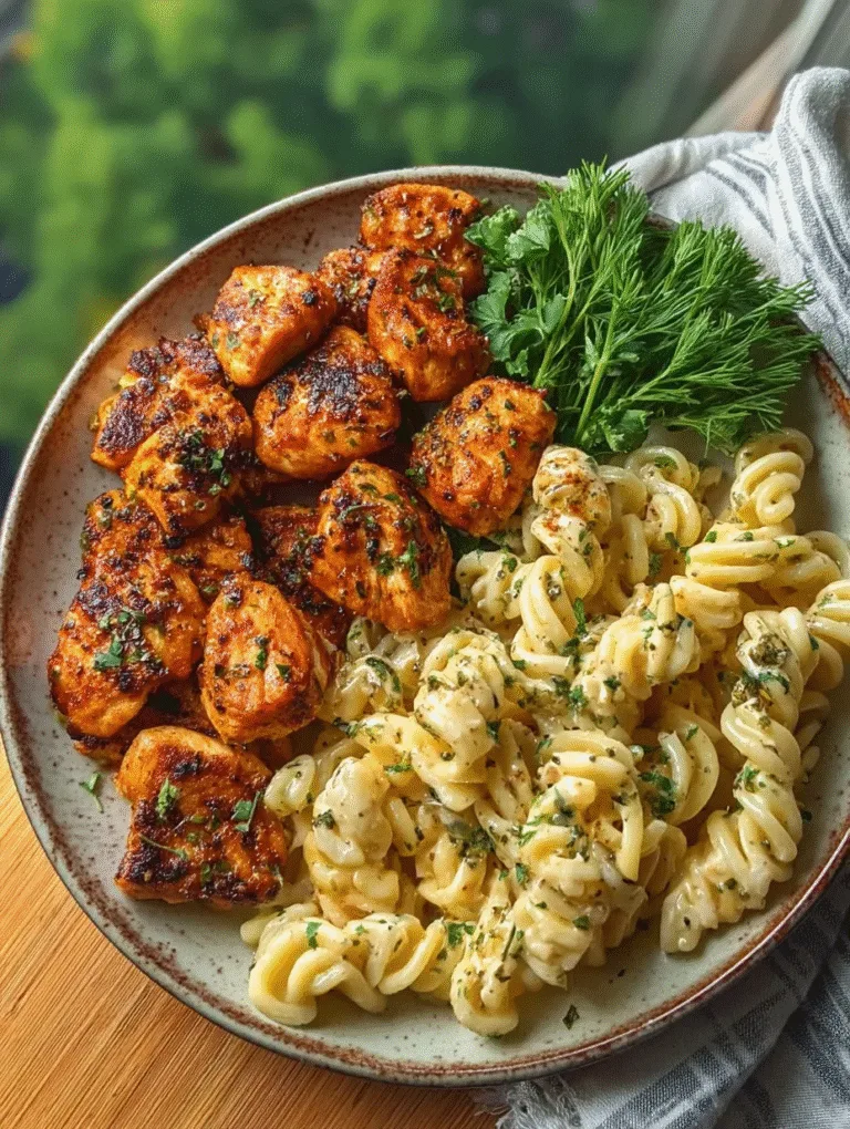 Cajun Chicken Bites with Creamy Garlic Herb Alfredo Twists