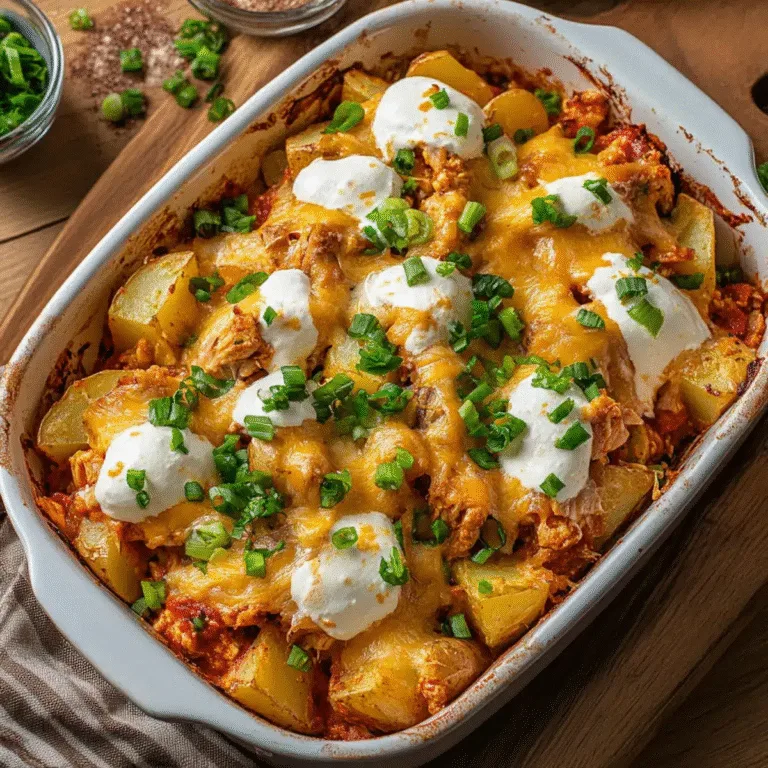 Easy Cheesy Buffalo Chicken Potato Bake