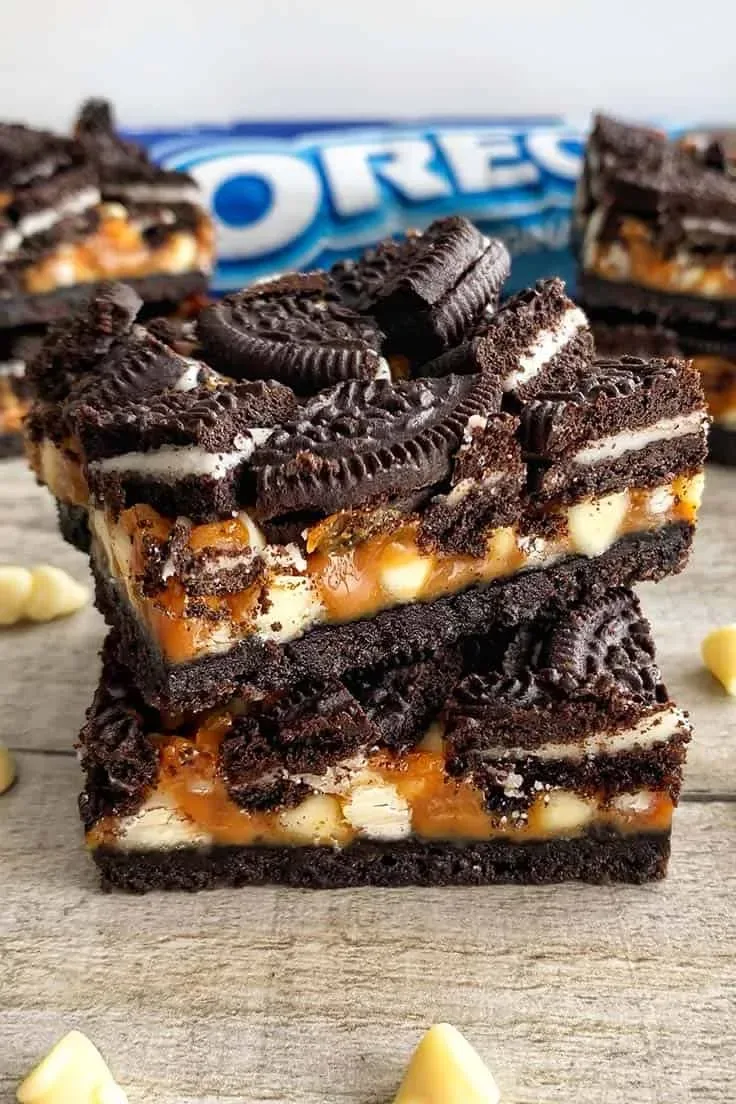 4-Ingredient Oreo Caramel Crunch Bars
