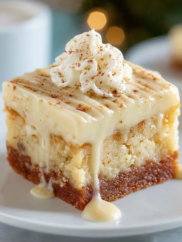 Fudgy Eggnog Bars with Eggnog Glaze