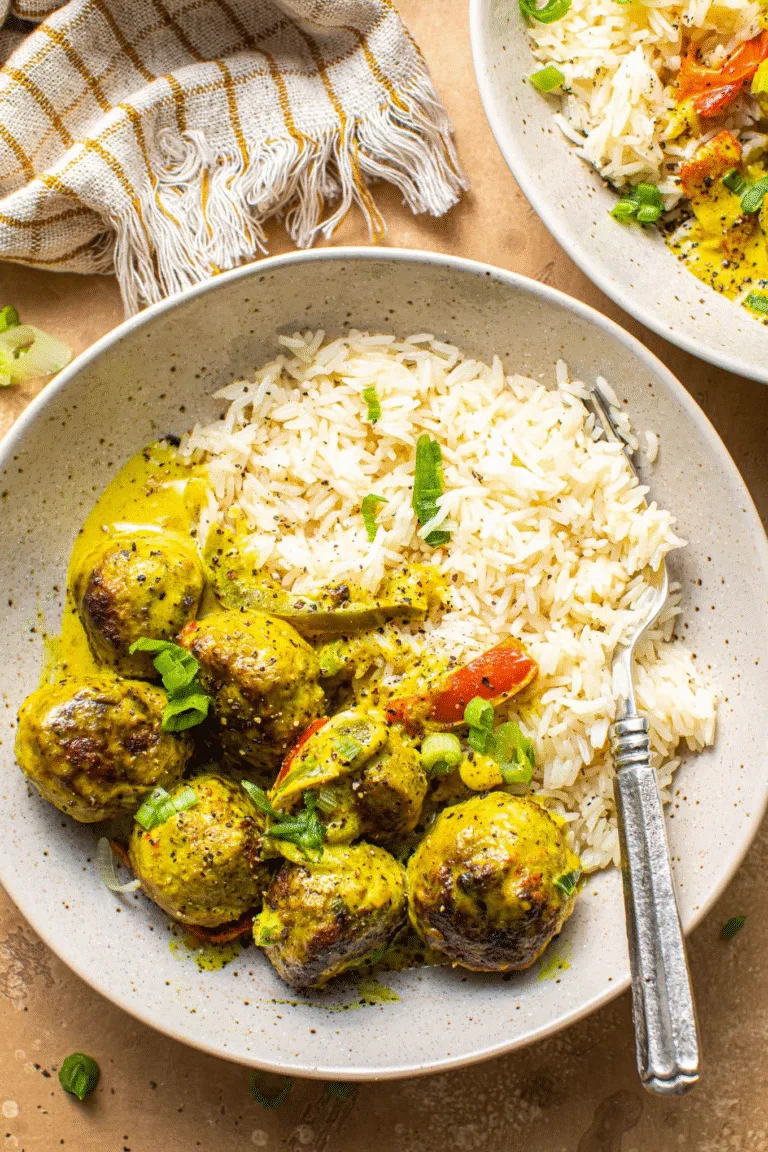 Jerk Meatballs in Coconut Curry Sauce