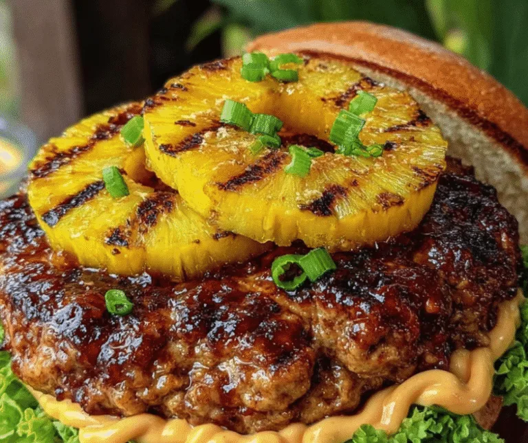 Grilled Pineapple Teriyaki Turkey Burger with Spicy Sriracha Aioli