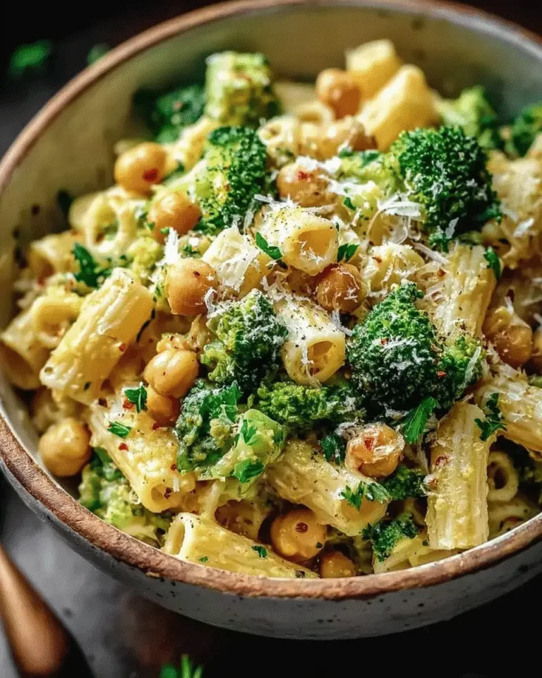 Zesty Garlic Olive Oil Broccoli Chickpea Pasta