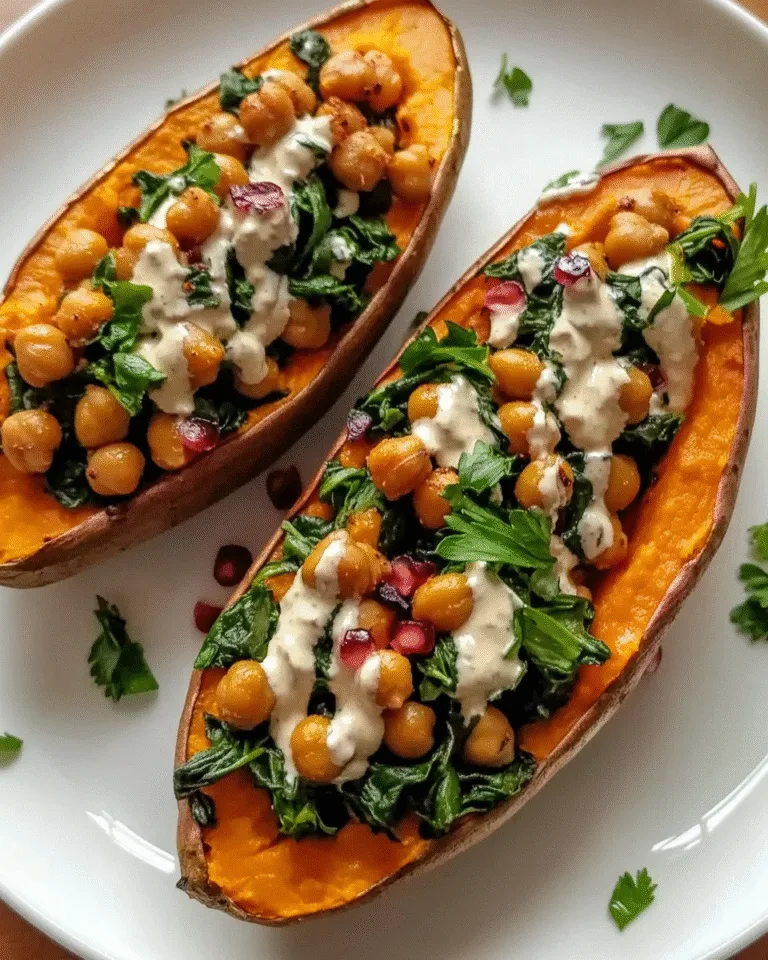 Chickpea Spinach Stuffed Sweet Potatoes