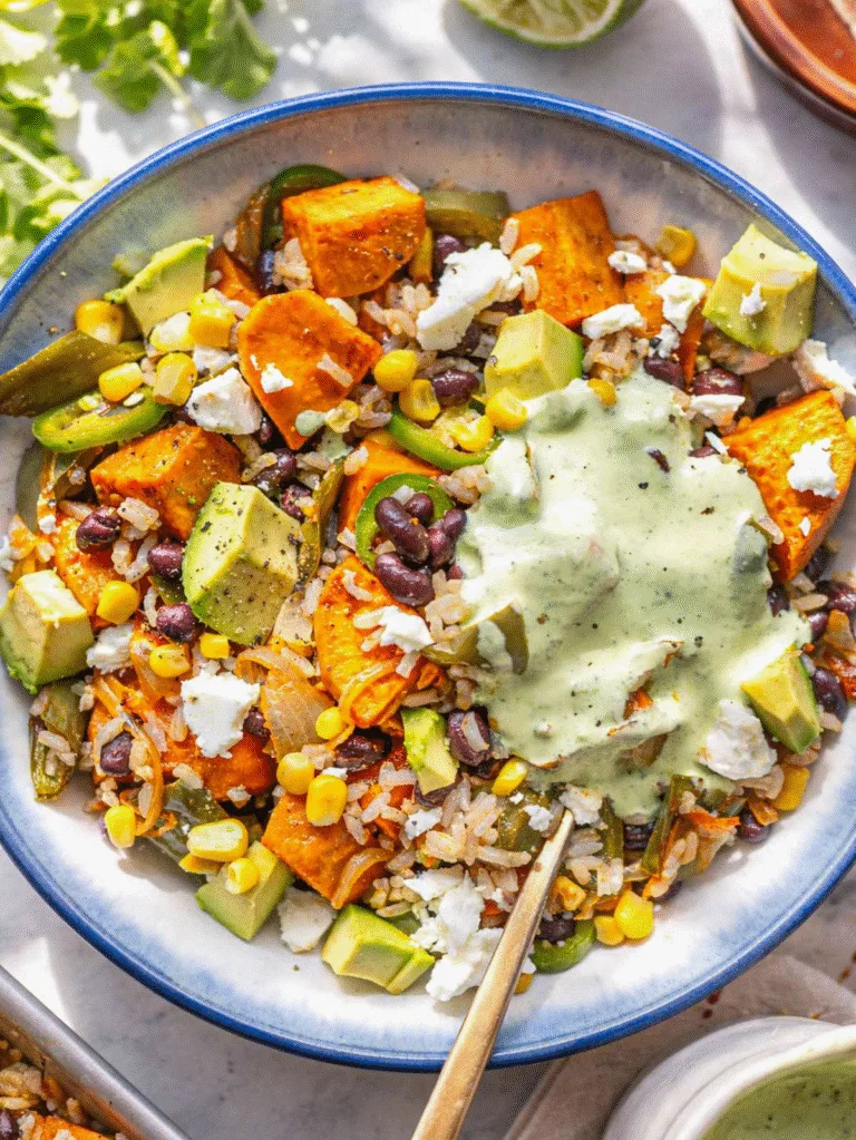 Black Bean and Rice Bowl with Cilantro Lime Yogurt Sauce