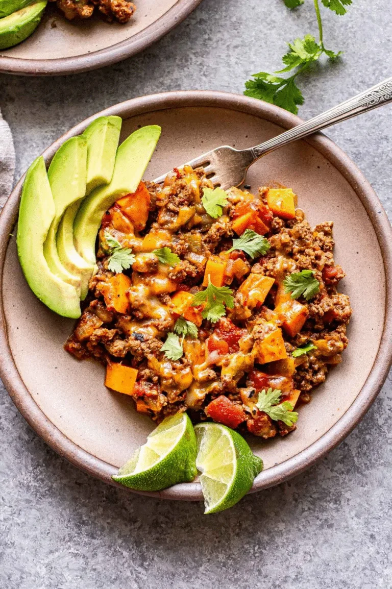 Southwest Ground Beef and Sweet Potato Skillet
