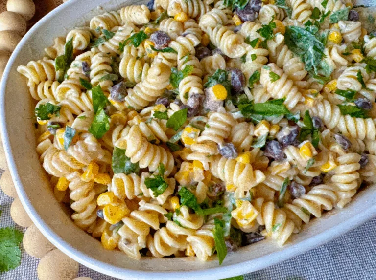 Black Bean and Corn Pasta Salad with Lime Greek Yogurt Dressing